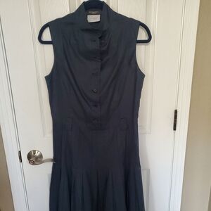 AkrisPunto Dark Blue Button-Up Midi Dress Ruffle